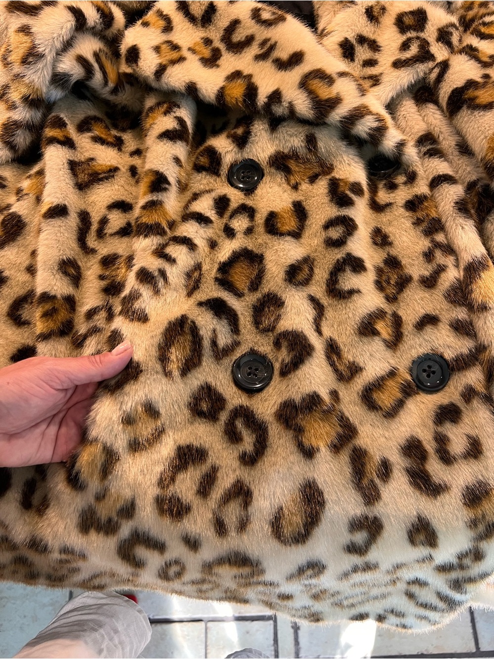 Free People Leopard Print Faux Fur Pea Coat in Beige and Brown - Picture 4 of 5